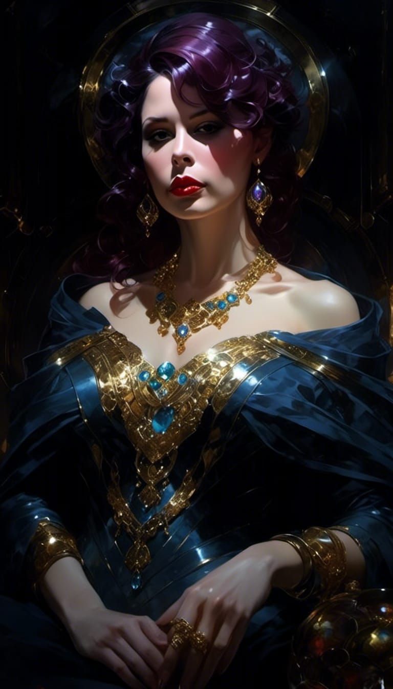 Woman in Pearls and Gems, Digital Art