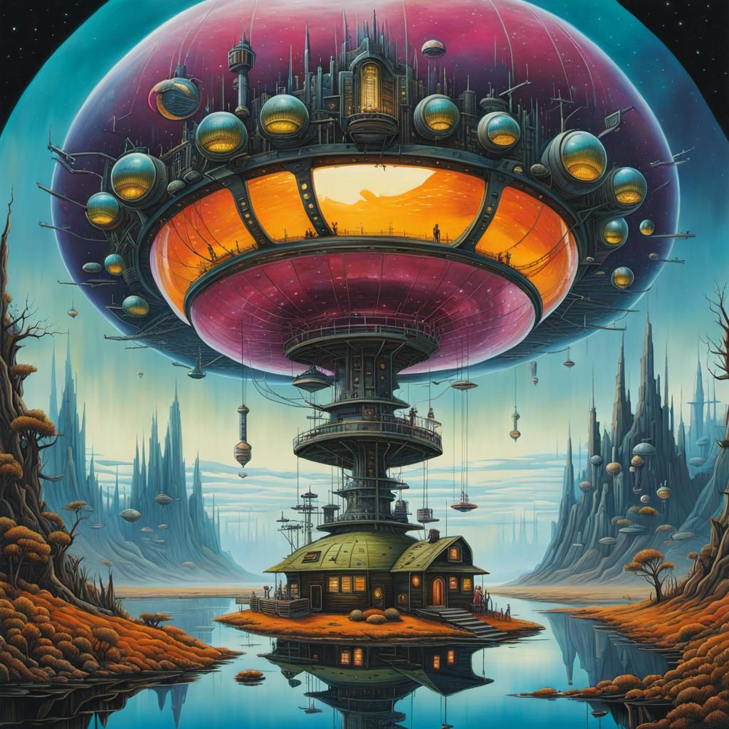 Ethereal Sci-Fi Dimension Portal in Cell-Shaded Style