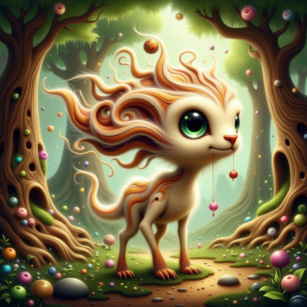 Mythical Creme Monster in Whimsical Forest