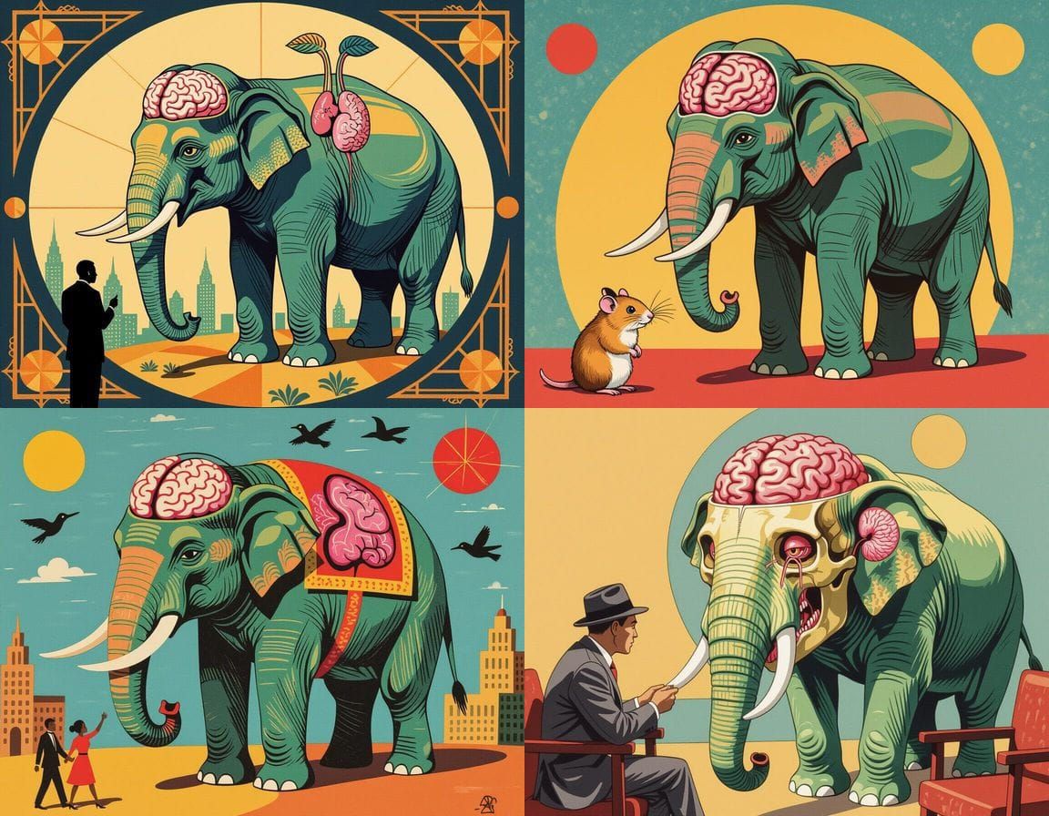 Brutal 1950s India: Elephant Lobotomy in Art Deco Style