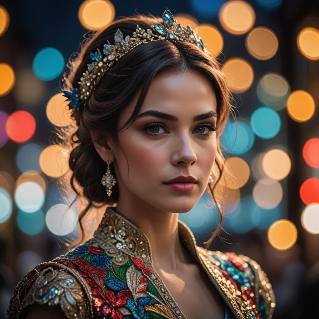 Empowered Elegance in a Vivid, Surreal Portrait