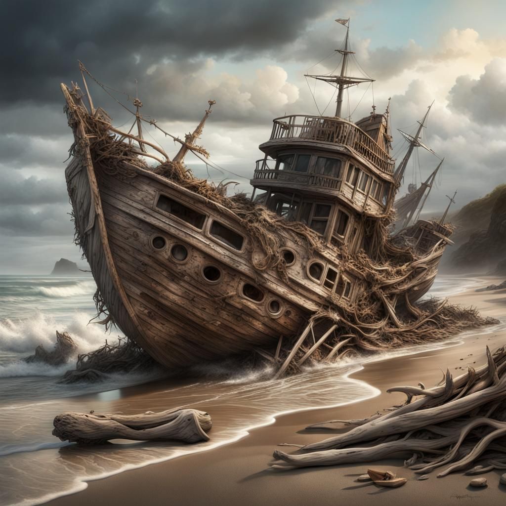 Beautiful Relics Washed Ashore: Digital Matte Painting