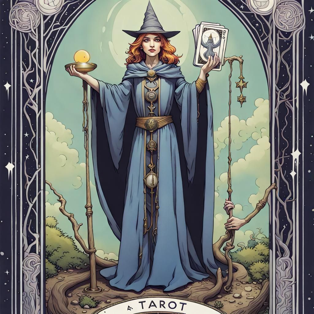 a tarot card of a wizard