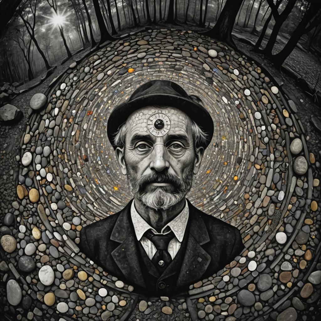 Time Traveler Portrait in Pointillism Style