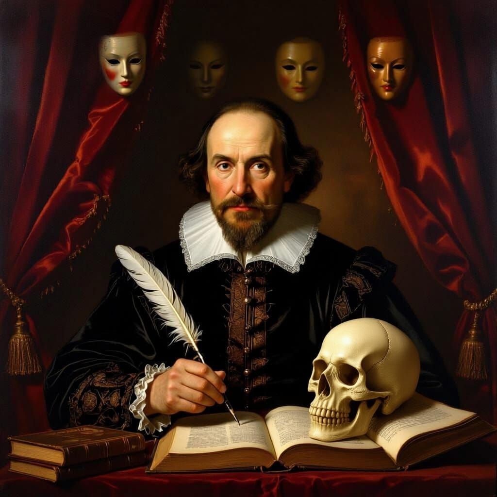 Classic Painting of Shakespeare with Literary Themes