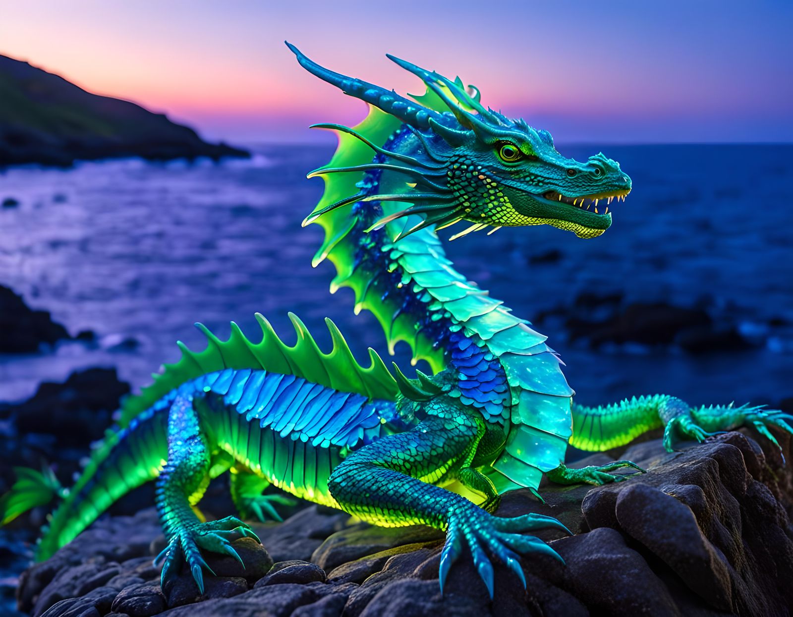 Iridescent Sea Dragon on a Rock