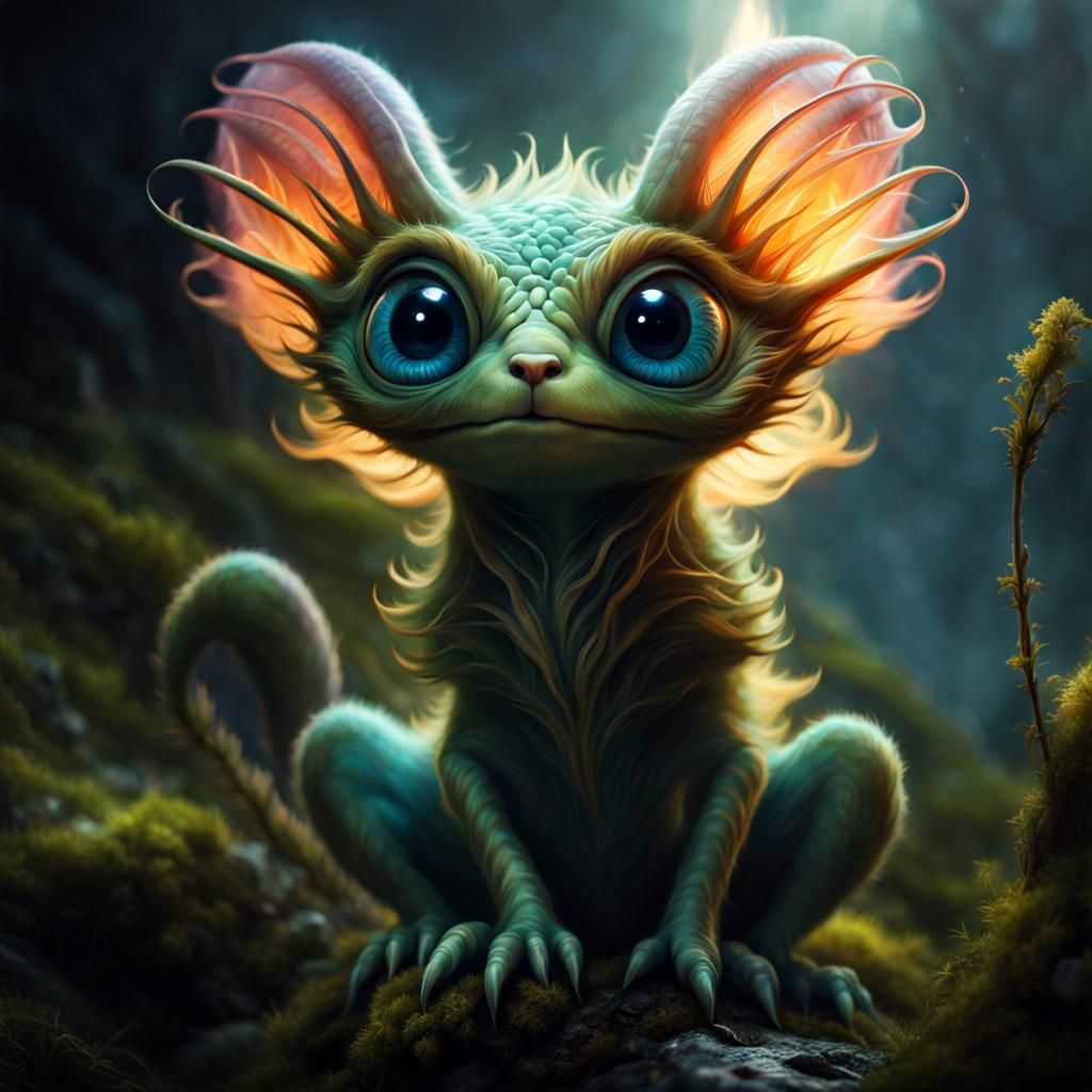 Adorable Furry Alien Creature in Fantasycore Style