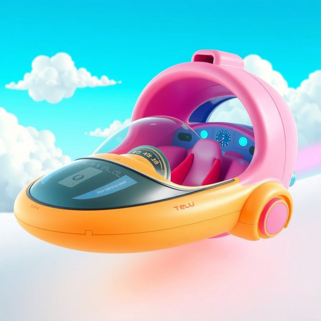 Colorful Toy Starship Inspired by Syd Mead and Pixar