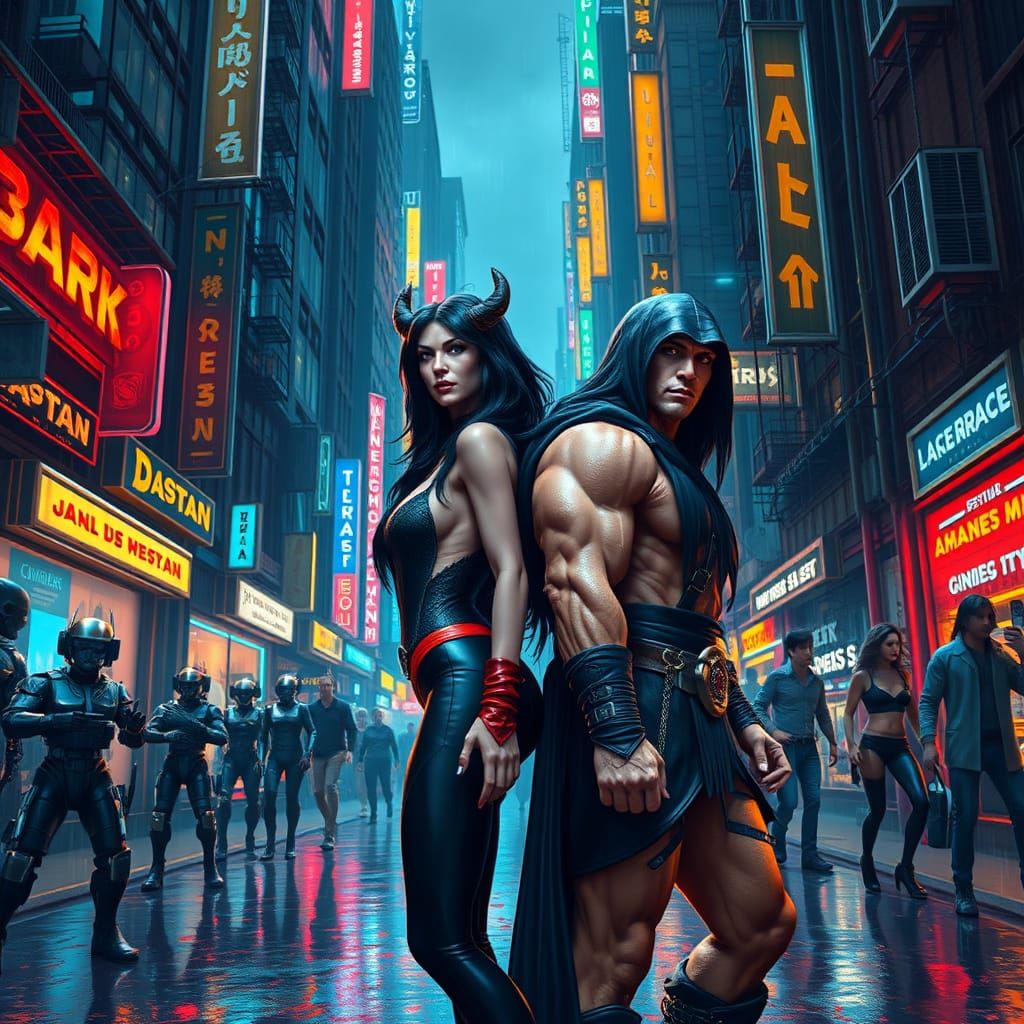 Vampire-Demon-Woman and Conan the Barbarian vs Troops of the...