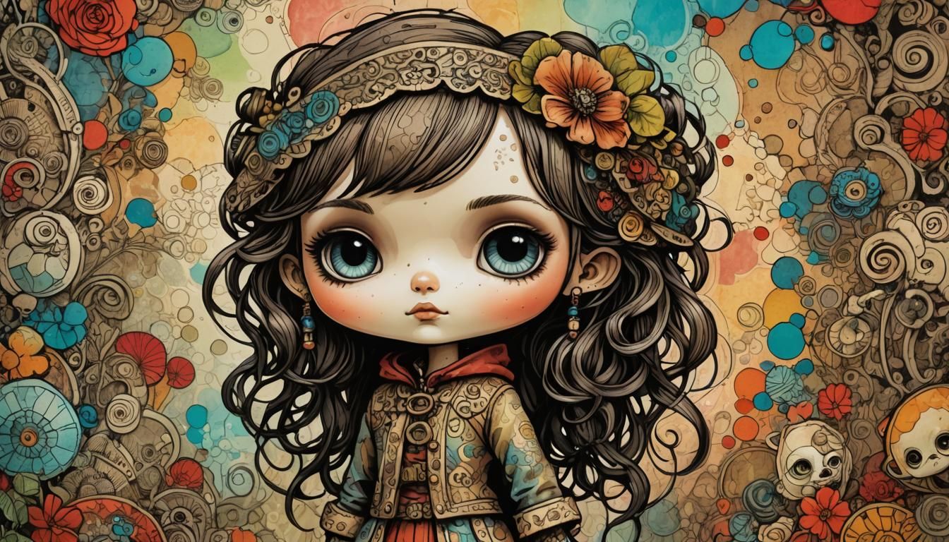 Chibi Blythe Doll in French Comic Book Style