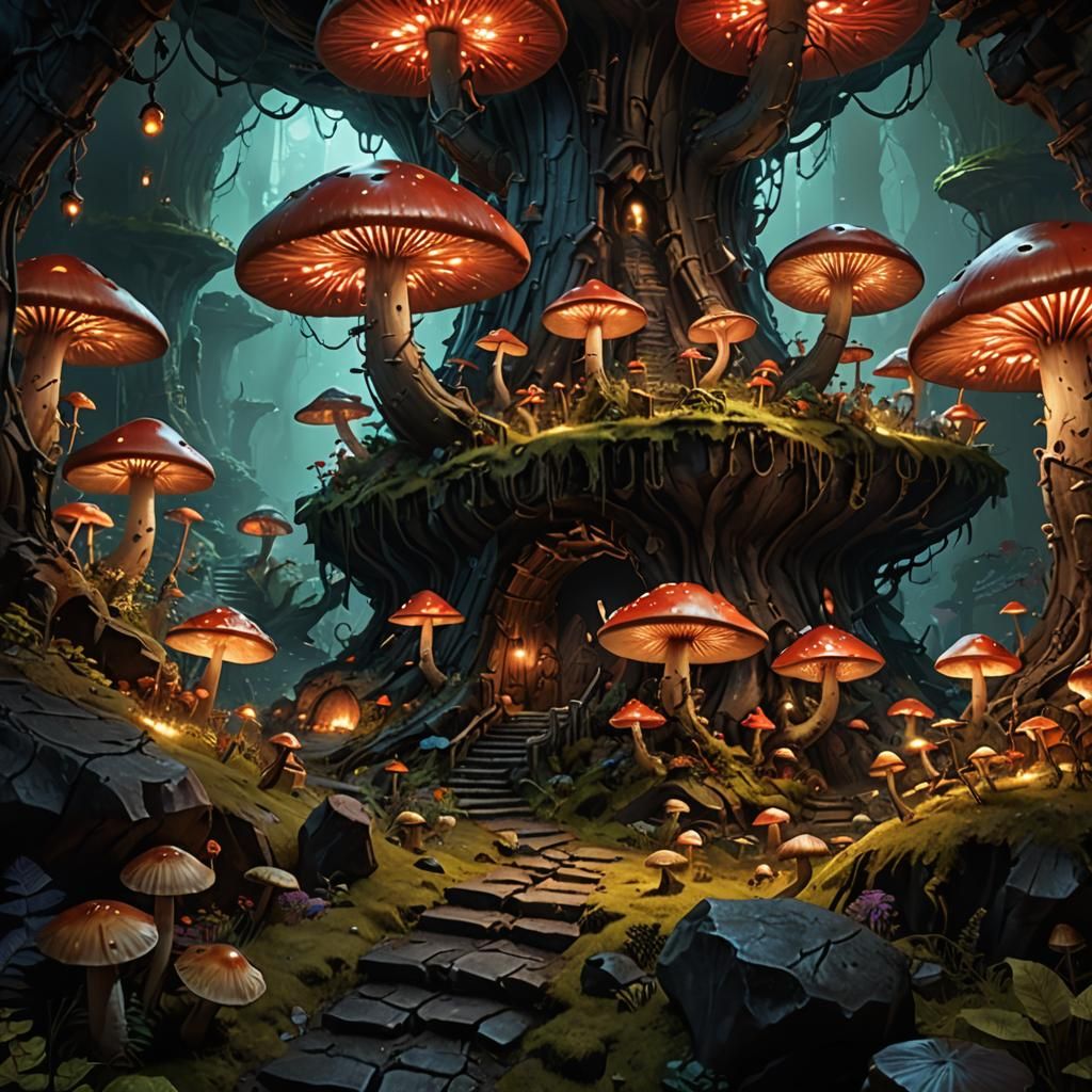 Nighttime forest walk