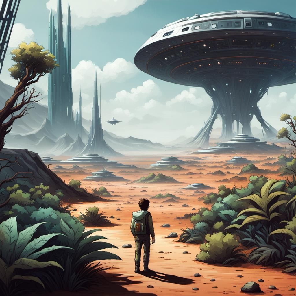 Lonely Boy in a Busy Alien Spaceport