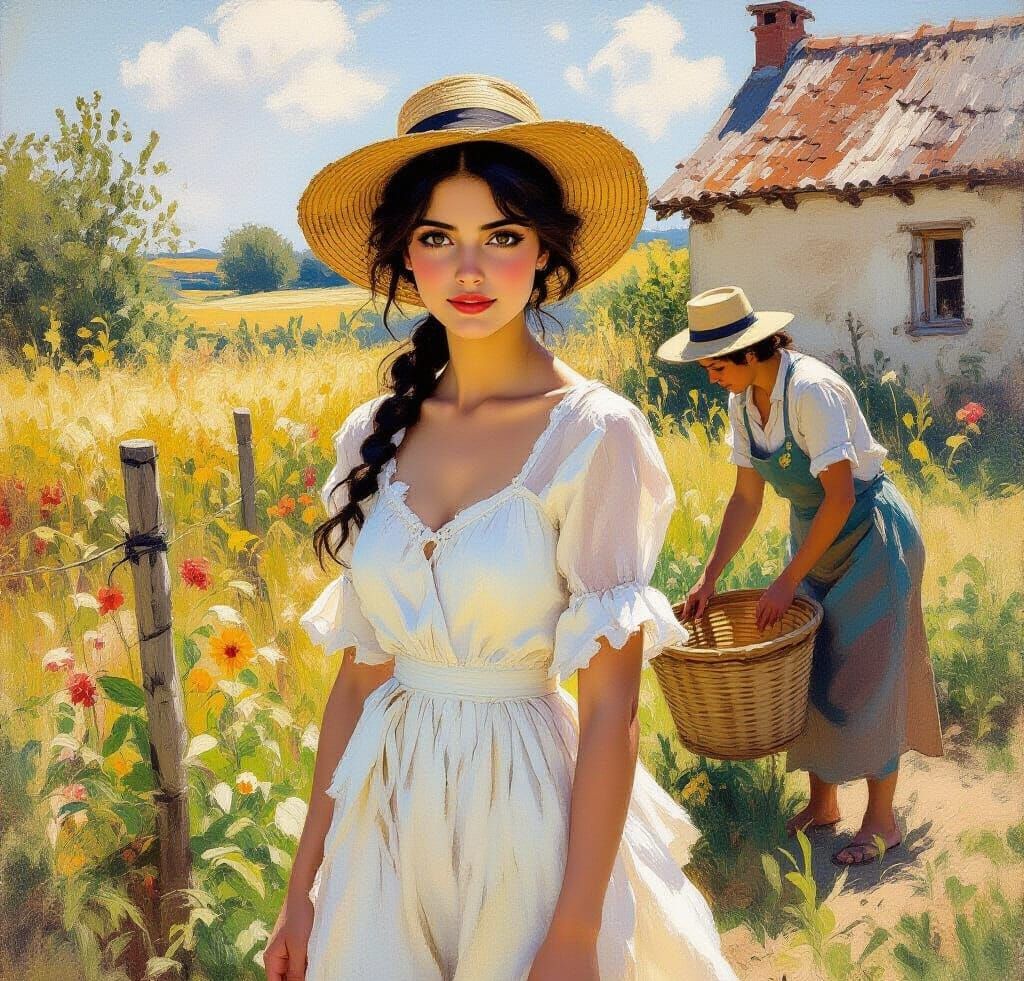 Young Woman Visits Family Farm