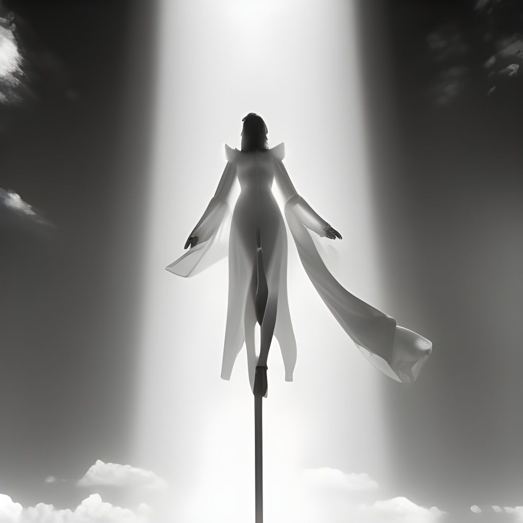 Monochromatic Angel in Astral Void as Digital Art