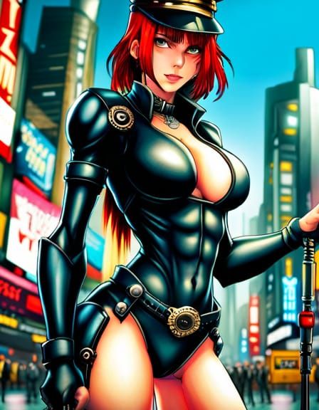 Cyberpunk Shipgirl in Anime Style on Cyberpunk Street