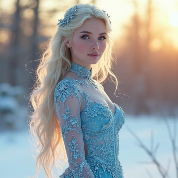 Winter Ice Princess Radiates Golden Beauty