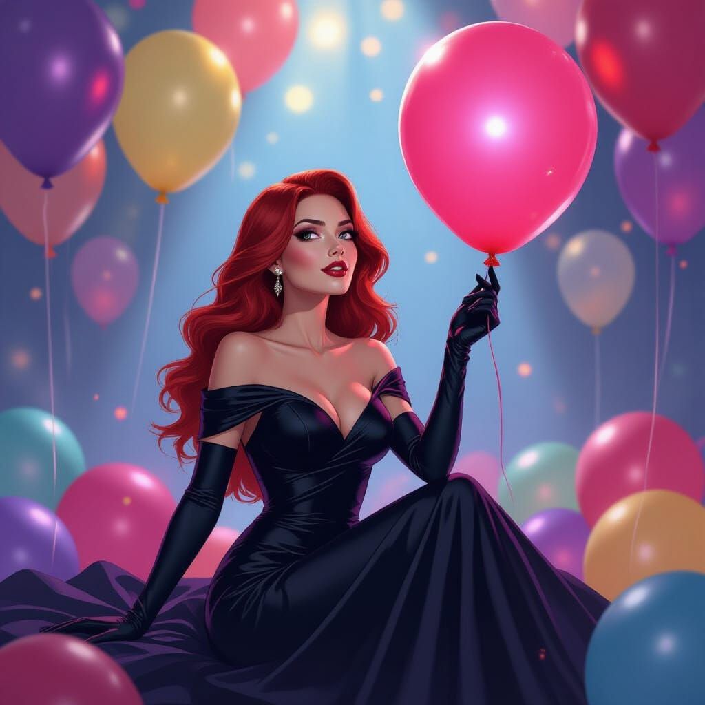 Scarlet Witch Pops Party Balloon, Art Inspired by Loish