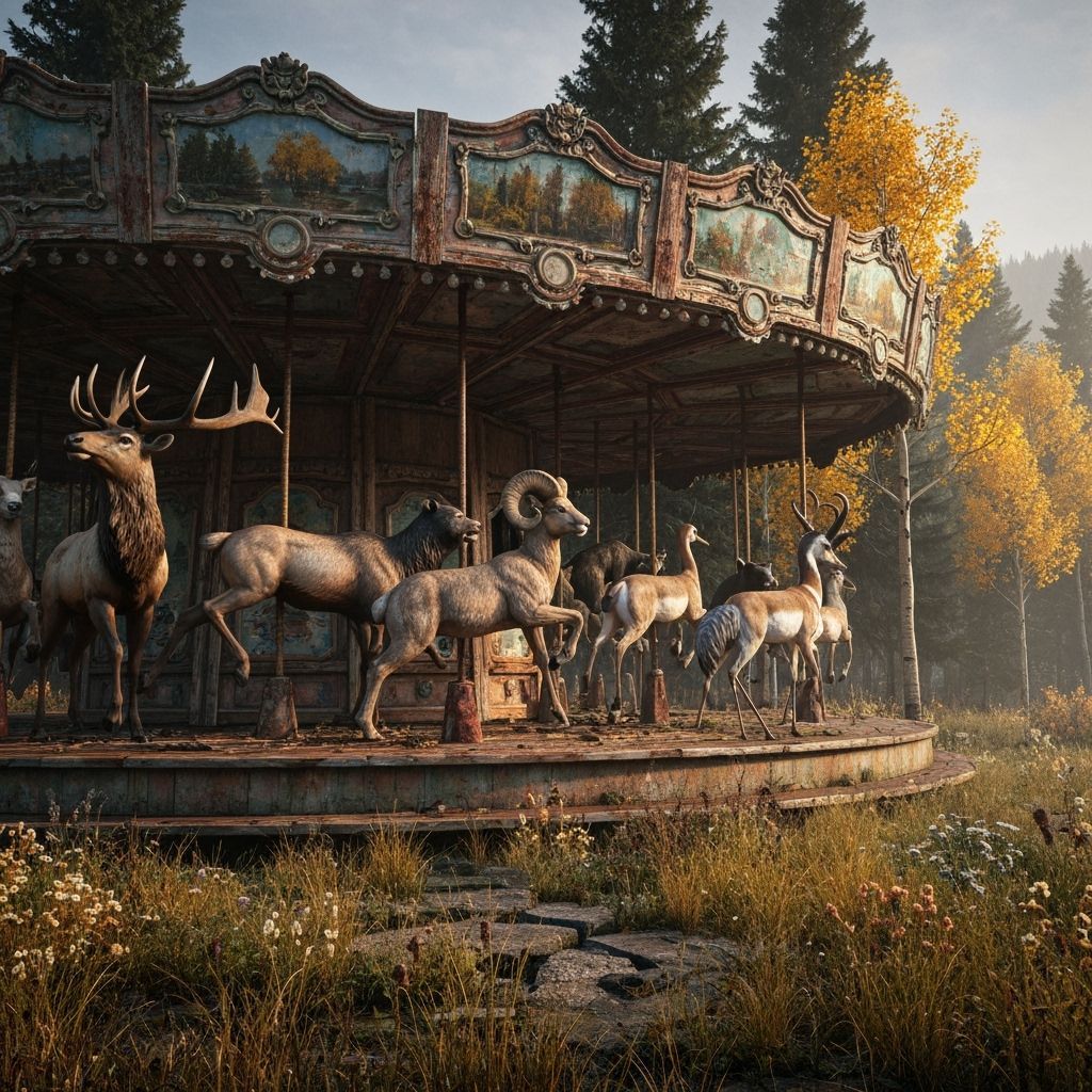 Abandoned Carousel in Colorado Rockies, Autumn Sunlight