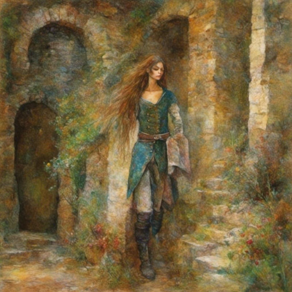 Medieval Knight with Long Hair in Fume Style