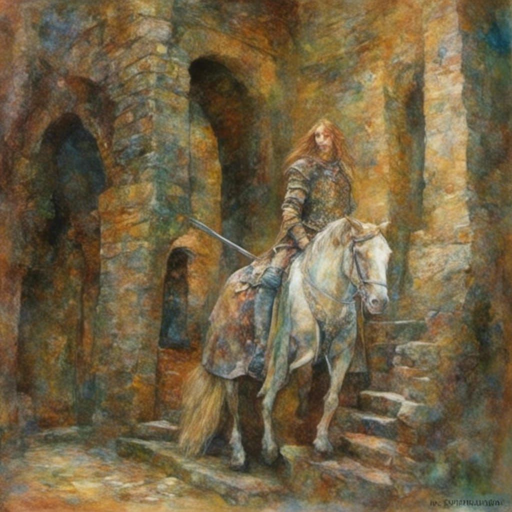Long-Haired Medieval Knight with Old School Aesthetic