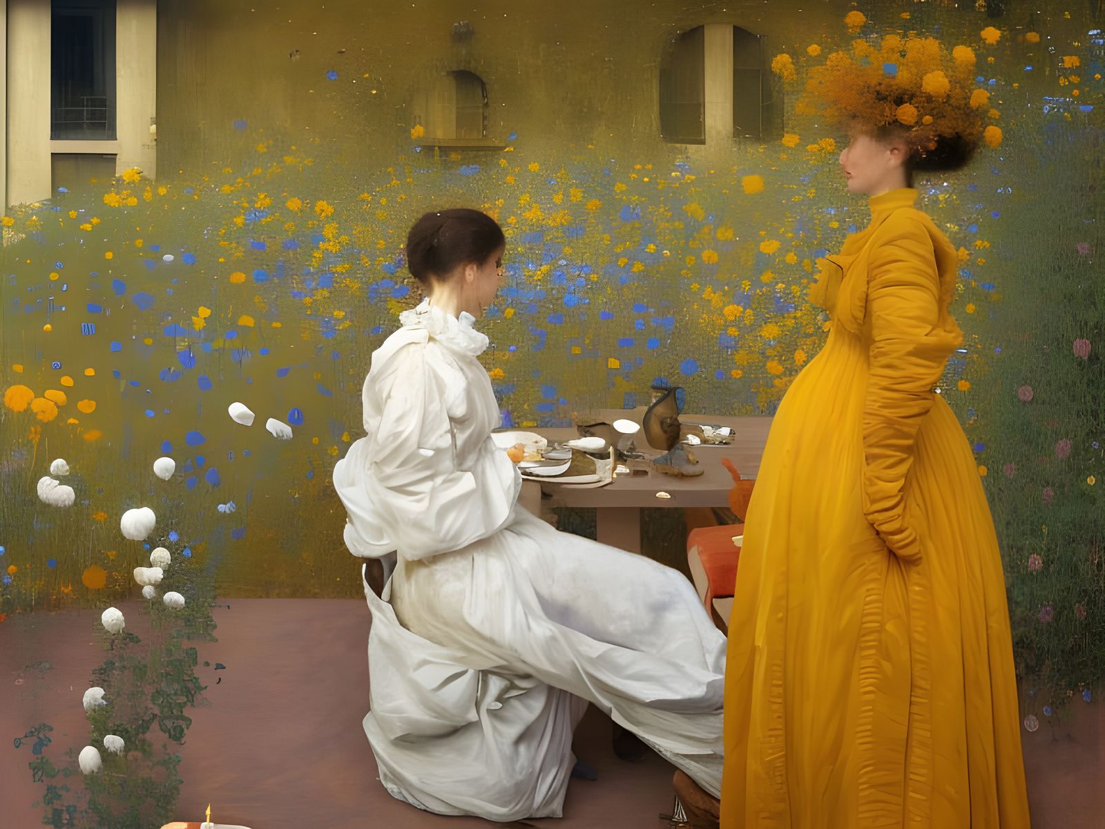 Surreal Gold Dress: Hyperrealistic Dreamscape in 8k