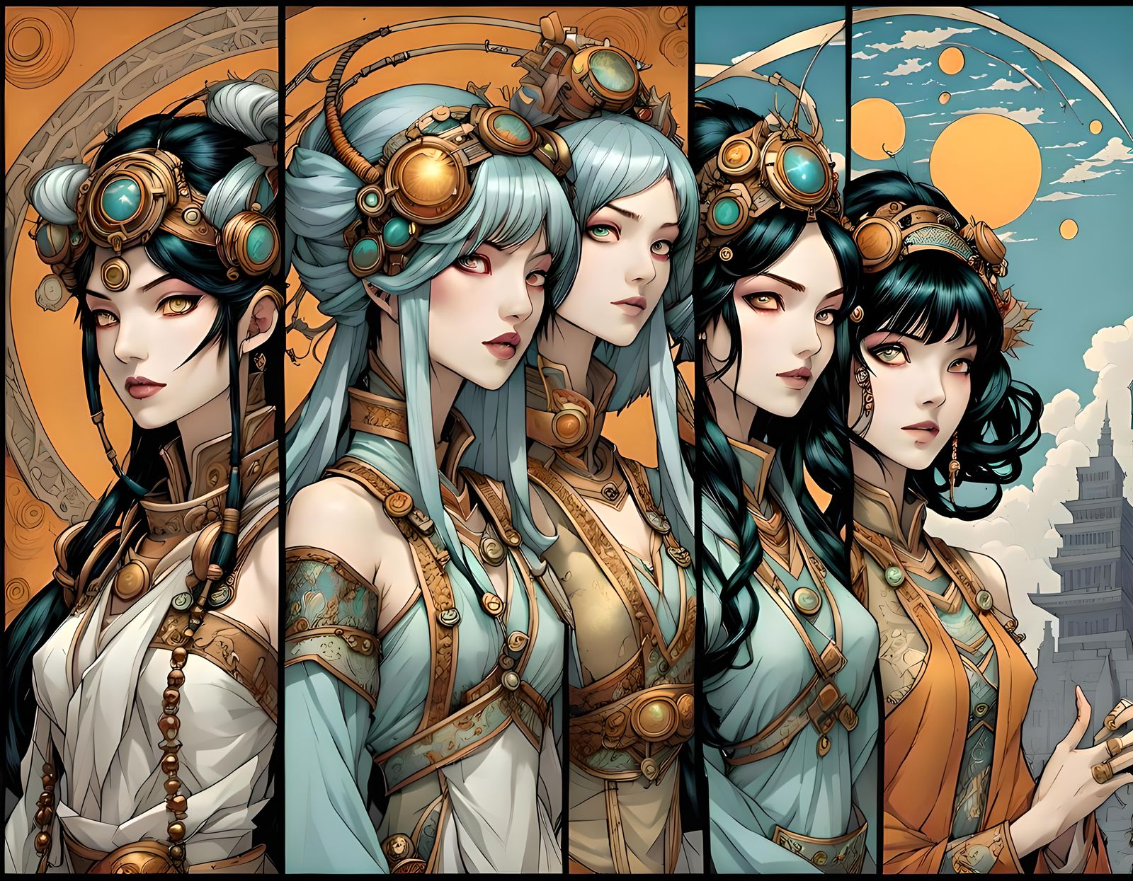 Biomechanoid Muses Explore Post-Apocalypse, Art Nouveau Comi...