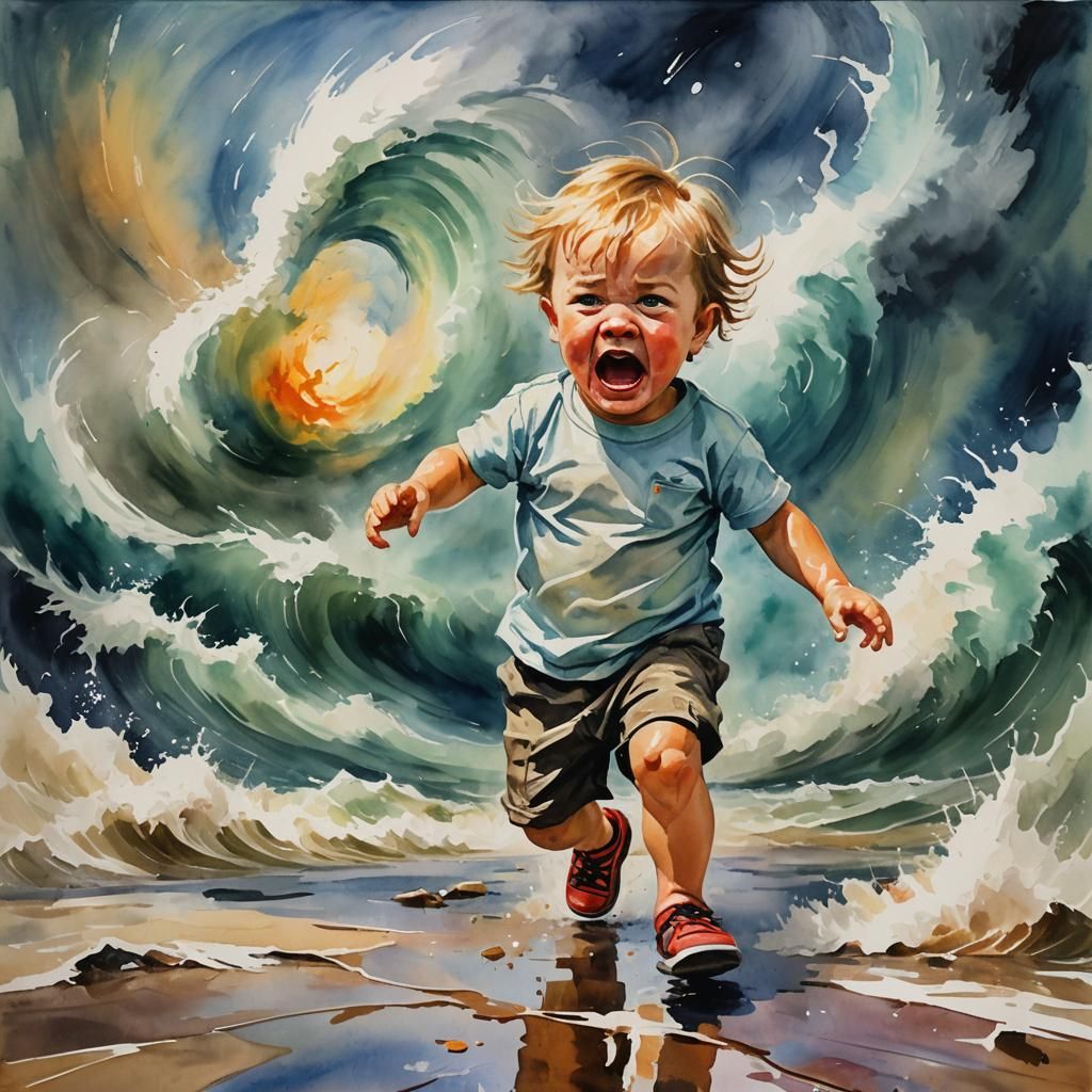Hurricane Temper Tantrum in Gouache Style