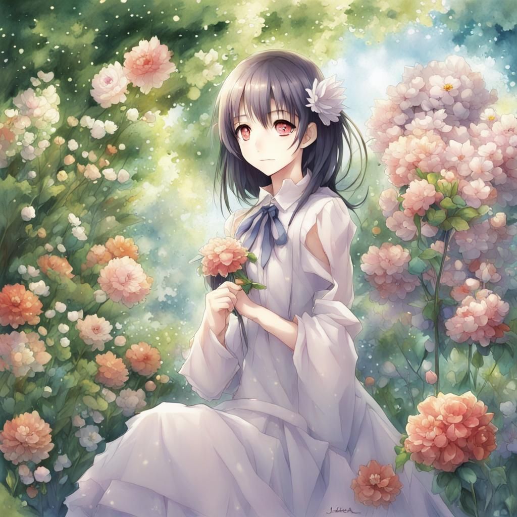 Anime Style Floral Garden Art