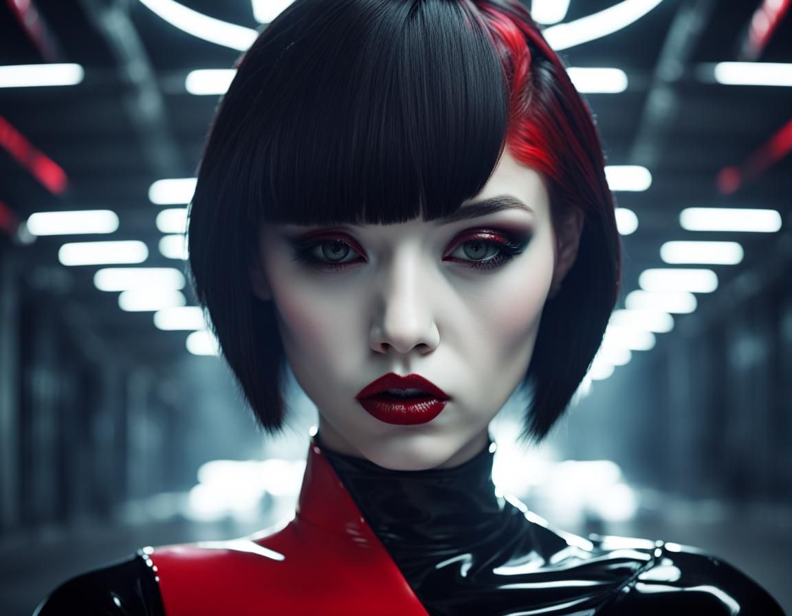 Futuristic Noir: Gothic Woman in Retro Japan