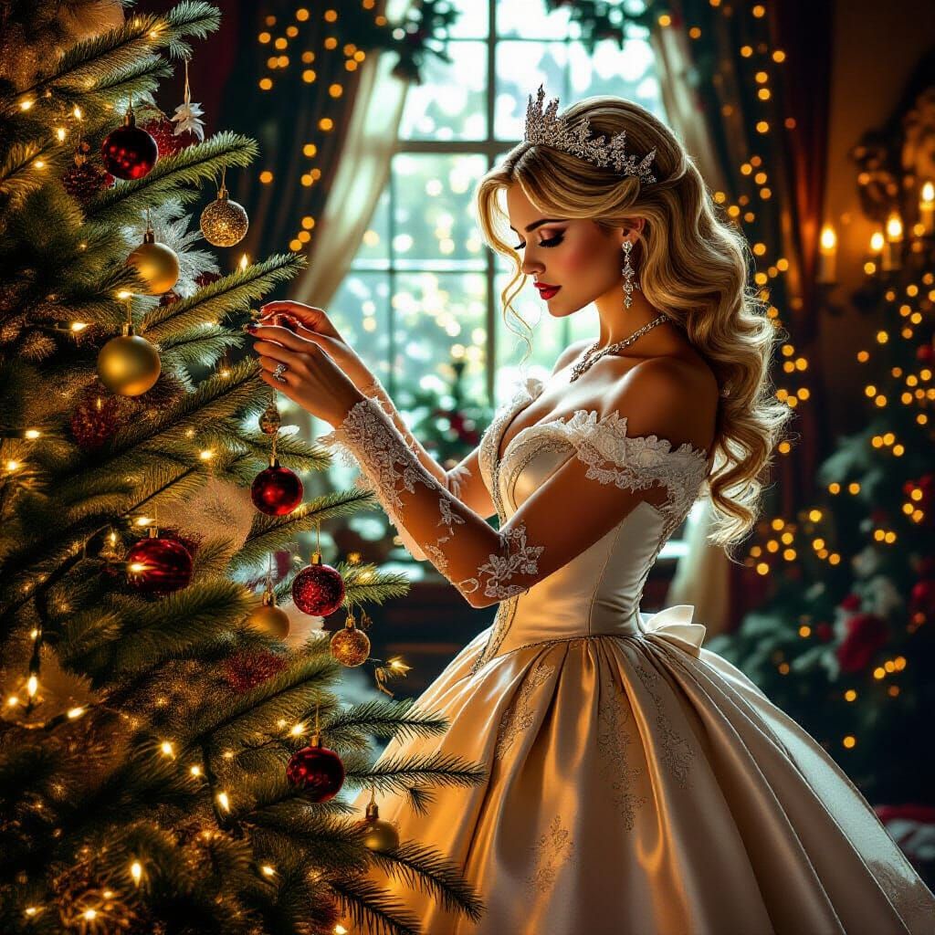 Sabrina Spellman Decorating Christmas Tree, Matte Painting