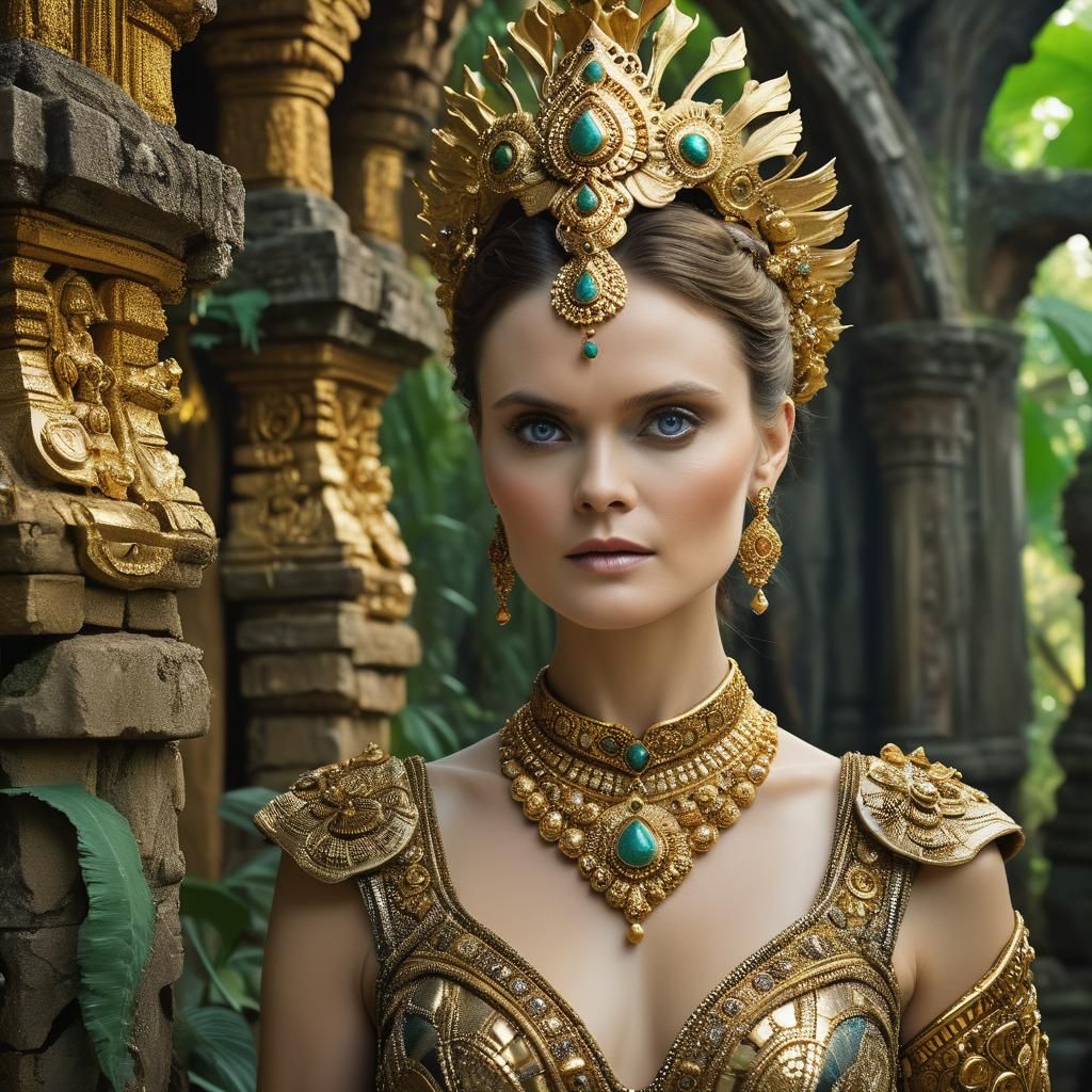 Emily Deschanel as Shakti in Ornate Temple Ruins