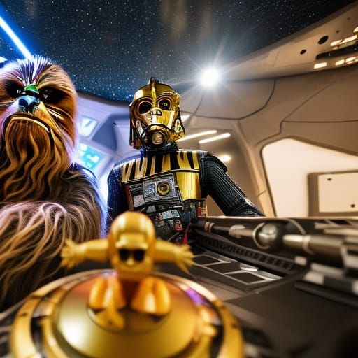 Chewbacca and C3PO Play Holochess on Falcon