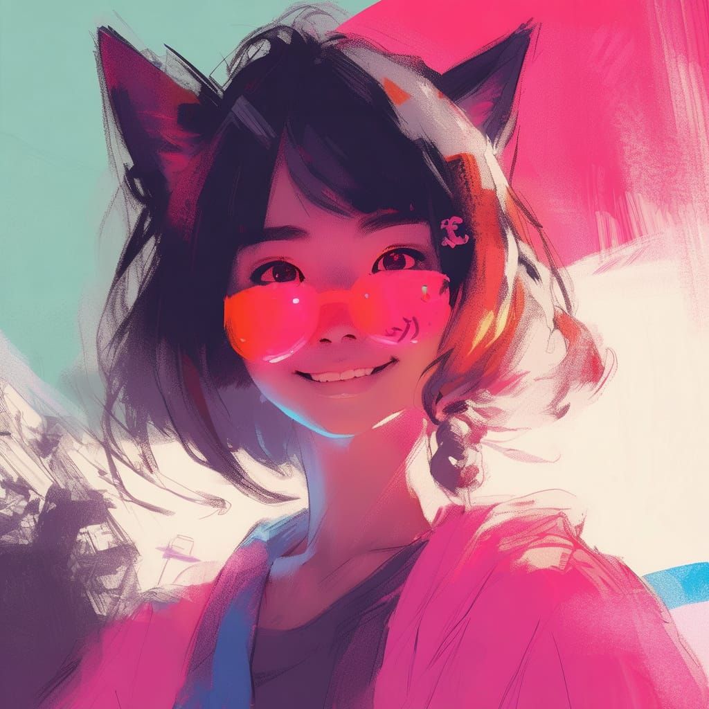 Anime Impressionism Portrait with Framed Edges