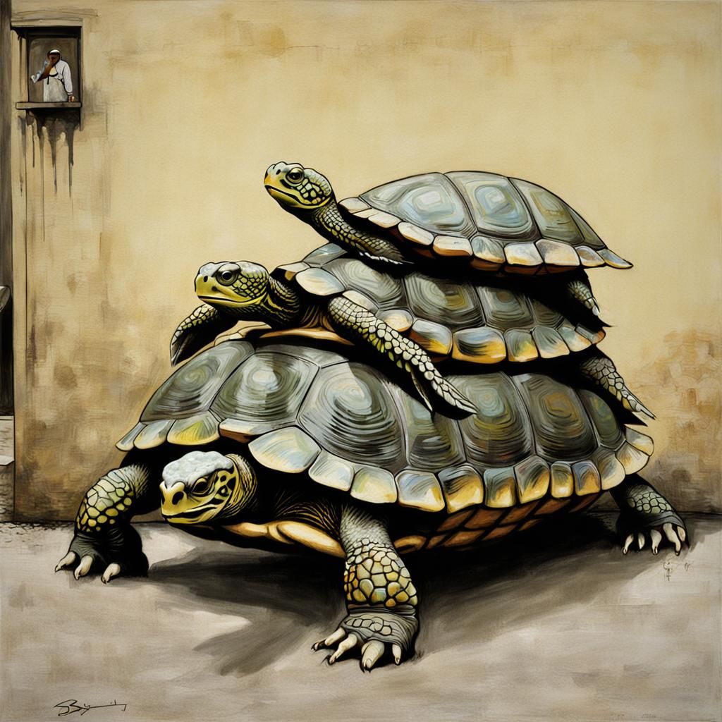 Turtles as Banksy Style Graffiti Art