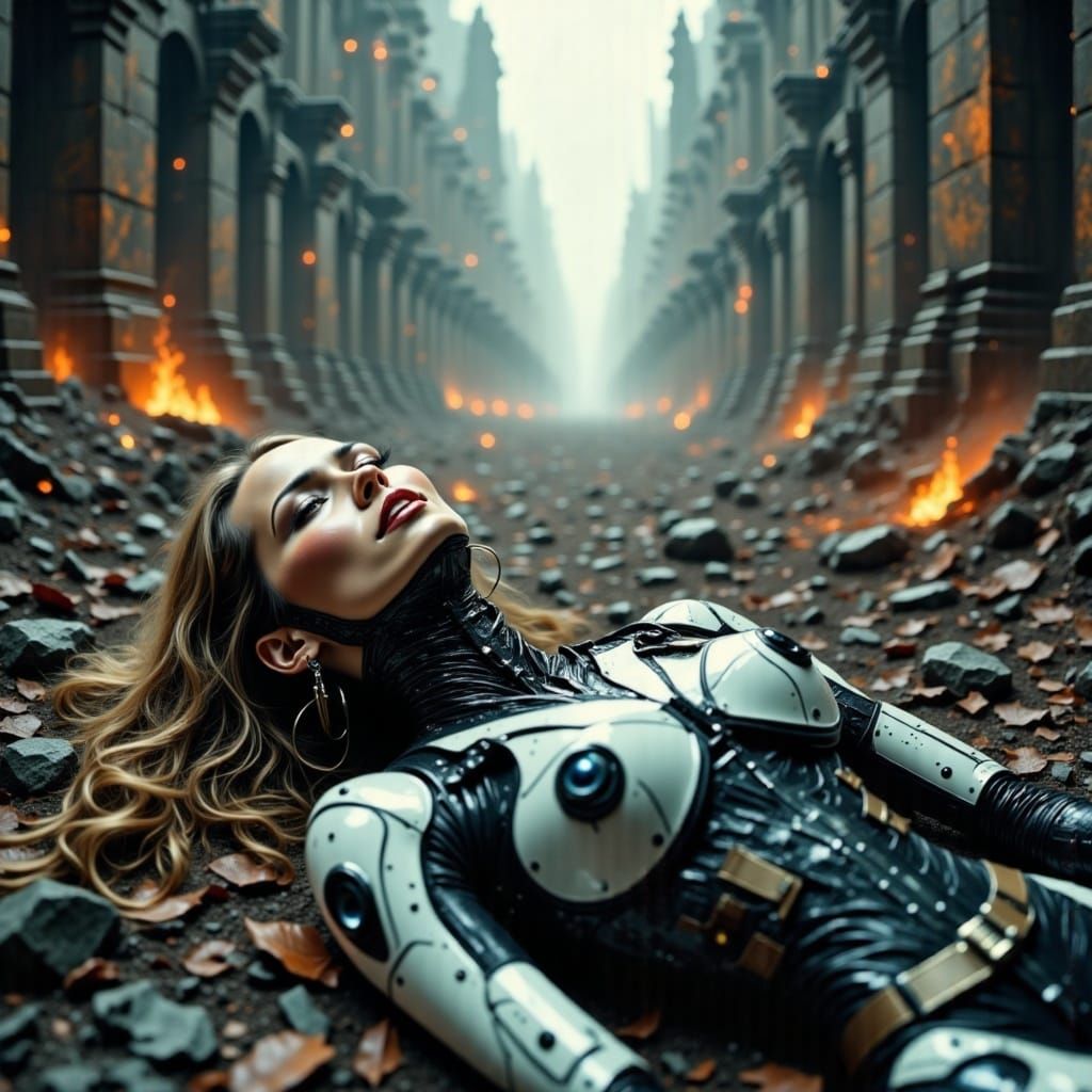 Cyborgs Fall in Post-Apocalyptic Cityscape