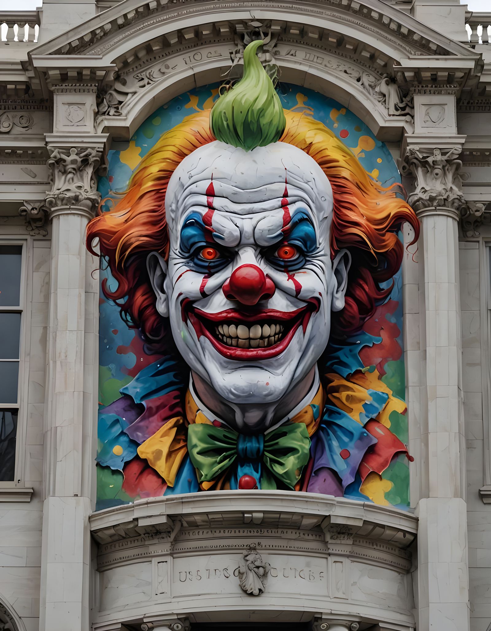 Capitol Building Transformed with Evil Clown Graffiti