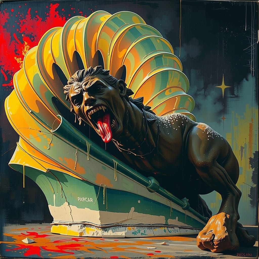 Hyperrealistic Sculpture with Vivid Colors and Dynamic Light...