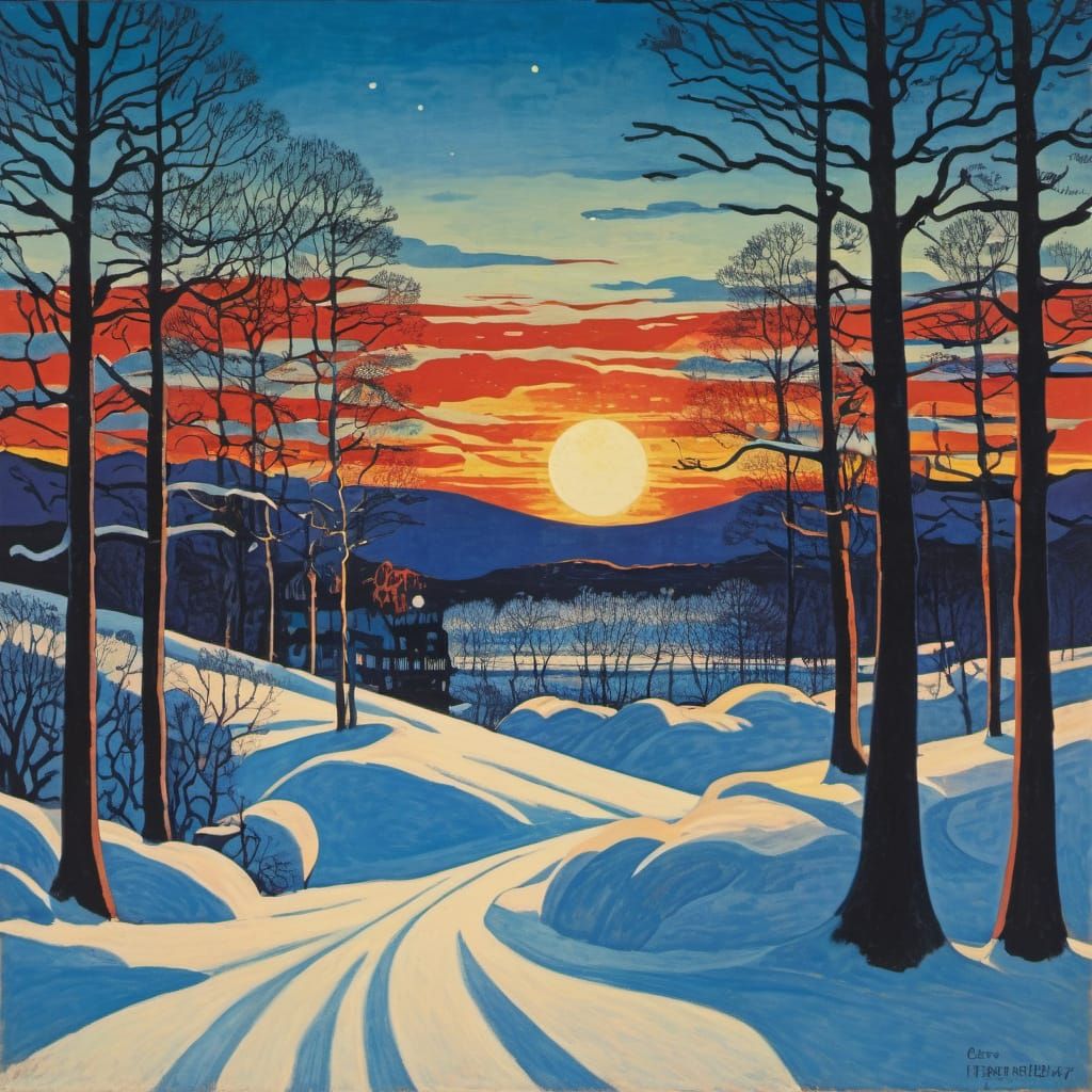 Surreal Winter Landscape in Vibrant Colors