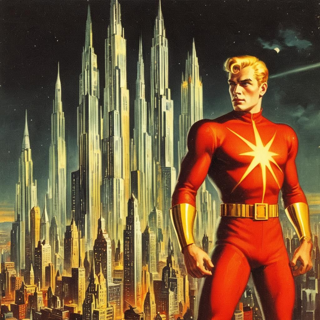 Retro Pulp Cover: Hero in Mingo City of the Future