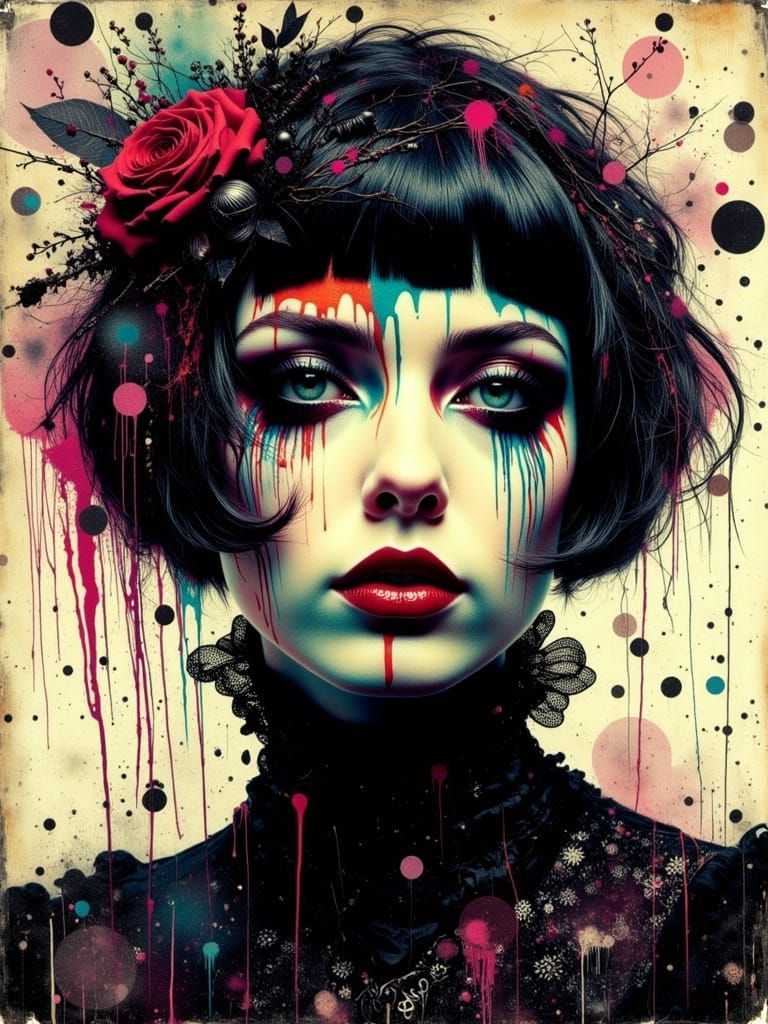 Gothic Abstract Portrait of a Melancholic Young Woman
