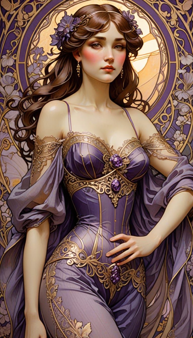 Woman's Waist in Art Nouveau Style with Lace Details