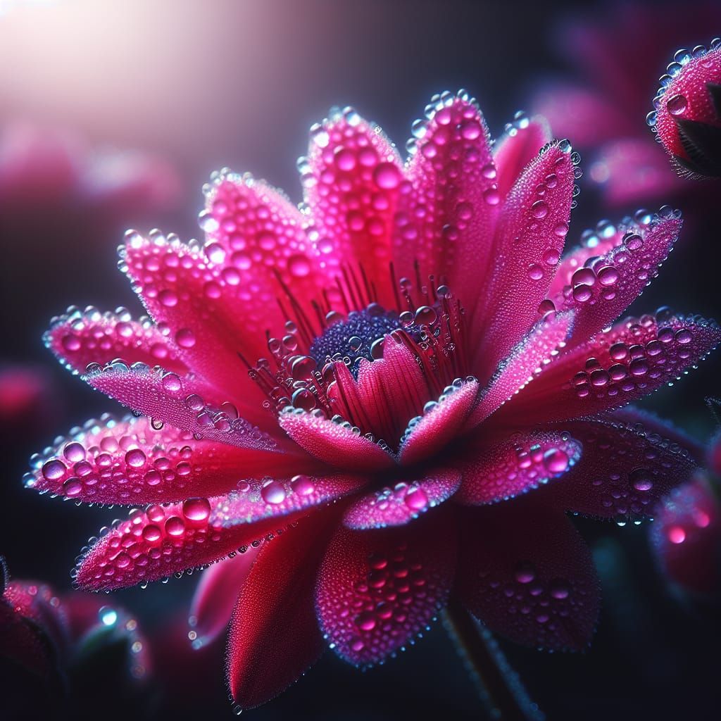Dew-Kissed Pink Flower Close-Up