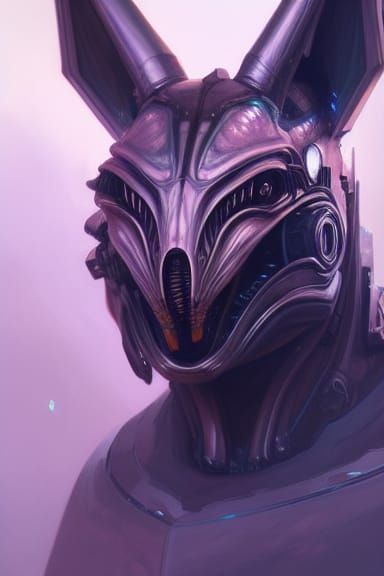 Alien Android Wolf Portrait in High Resolution
