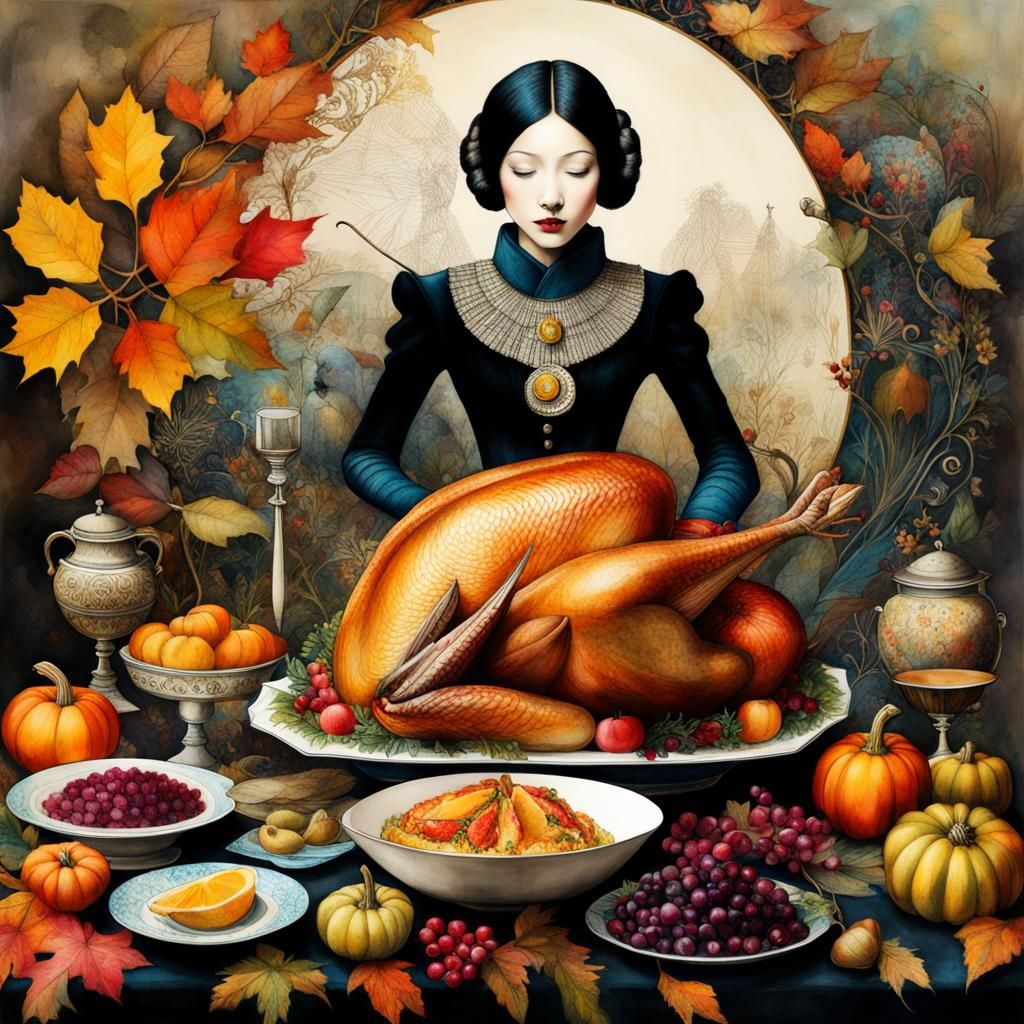 Thanksgiving Dinner in Collage Style