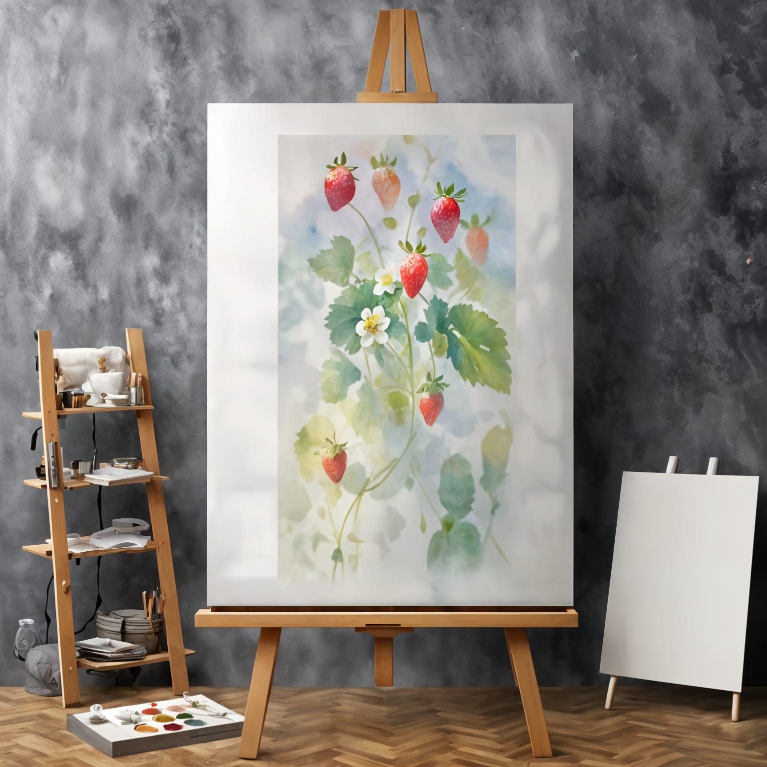 Impressionist Watercolor: Strawberries in Sunlight