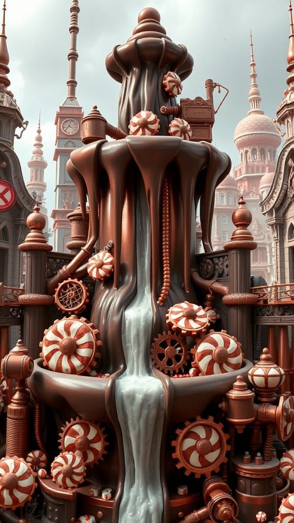 Steampunk Chocolate Fountain in Candy City