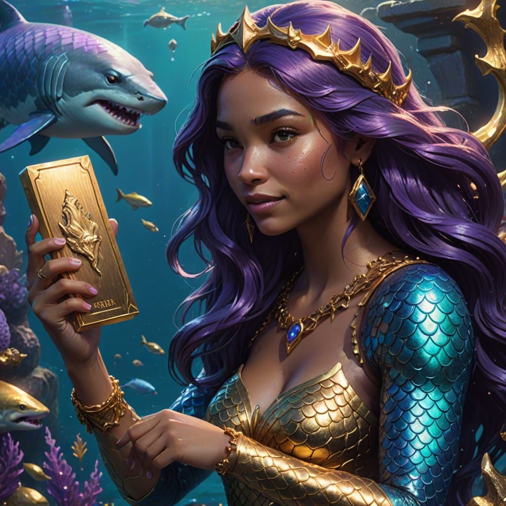 Fantasy Mermaid and Shark Concept Art