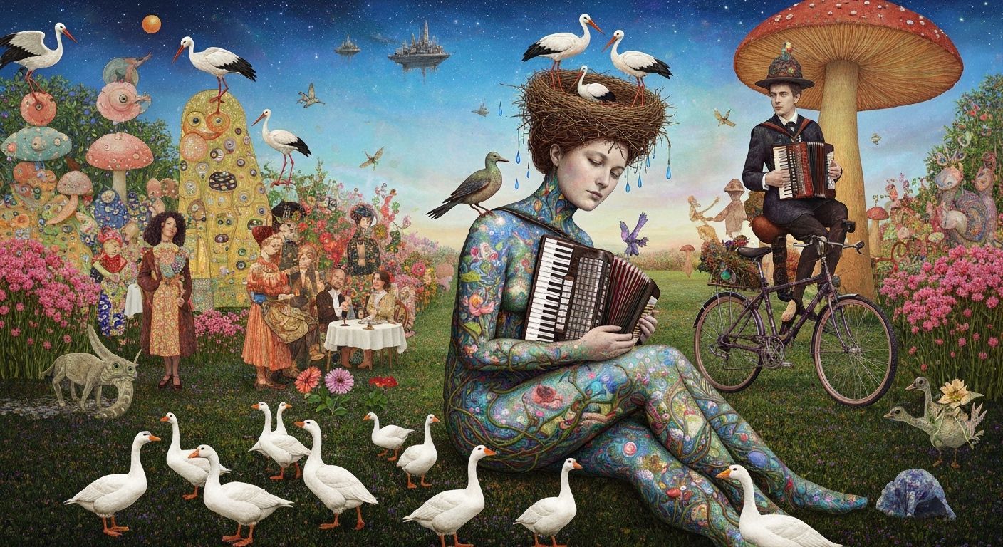 Cosmic Woman Resting in Nature's Embrace