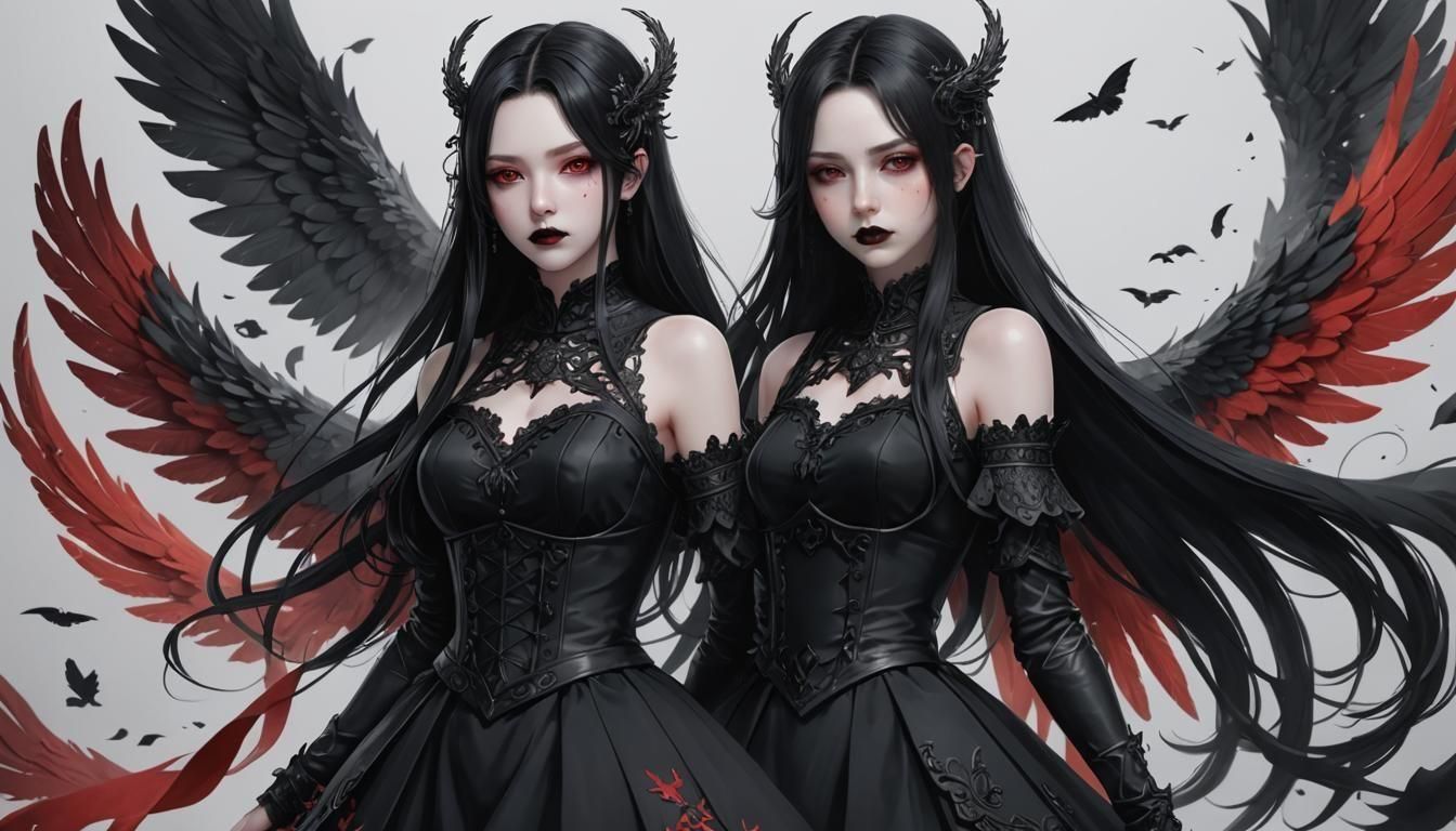 Ethereal Dark Angel in 3D Anime Style