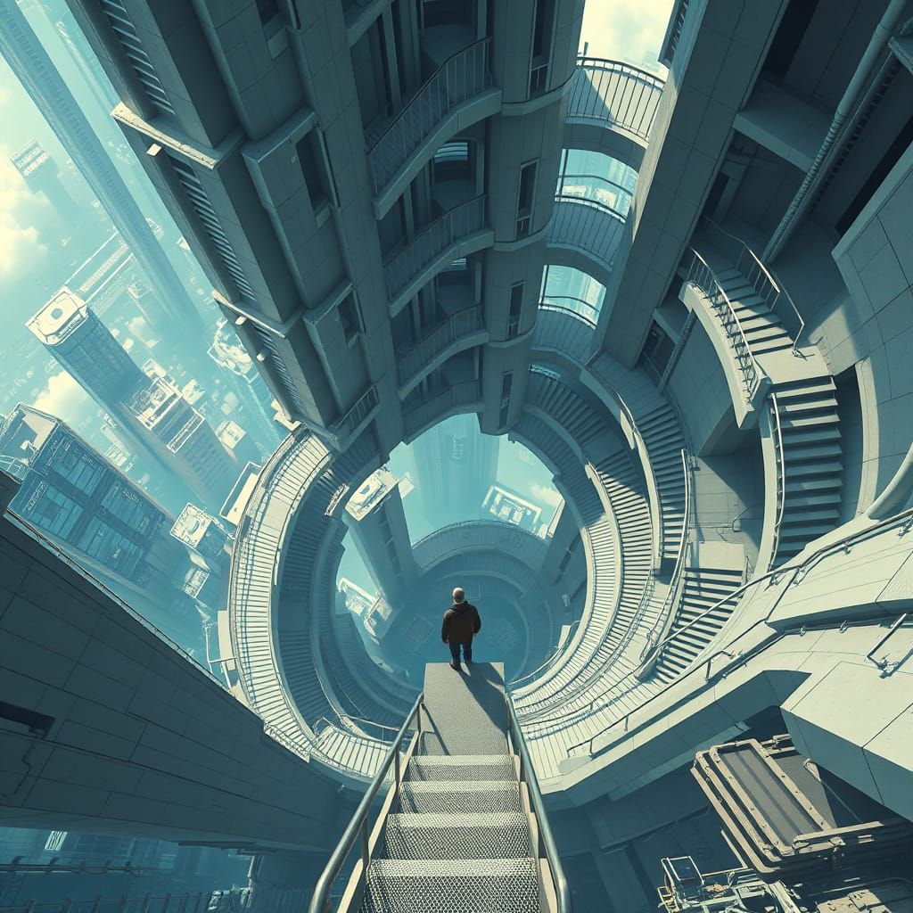 Surreal Skyscraper Abyss with Warped Geometry